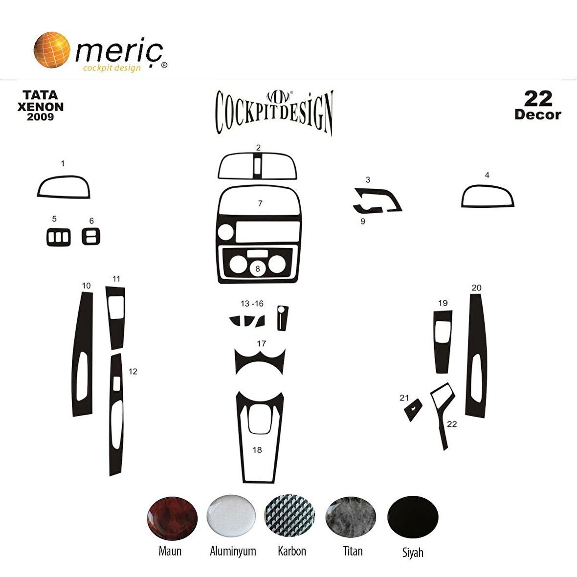 Meriç® Tata Xenon 4x4 Ön Torpido Kaplama 22 Parça 2009-2015