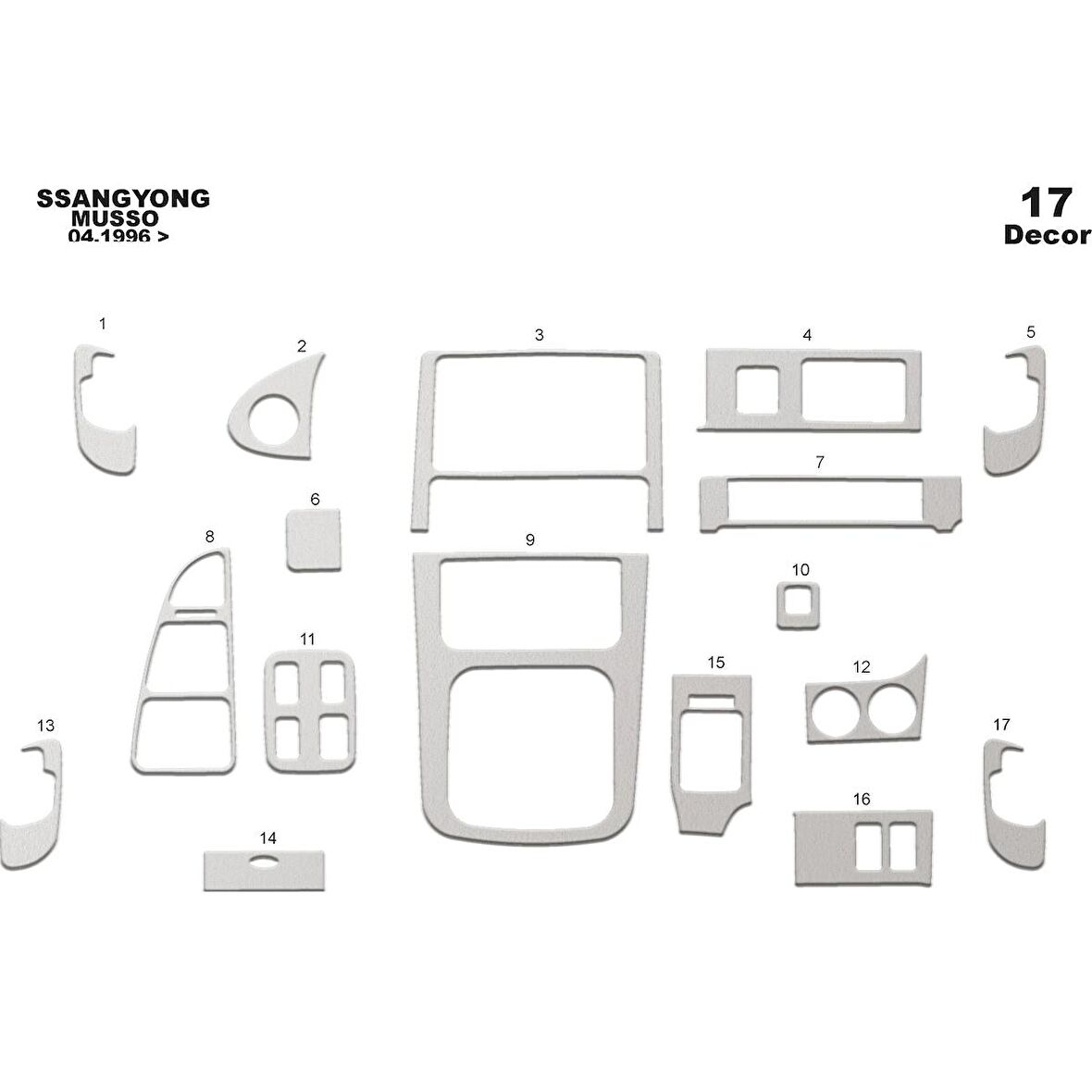 Meriç® Ssangyong Musso Ön Torpido Kaplama 17 Parça 1996-1999