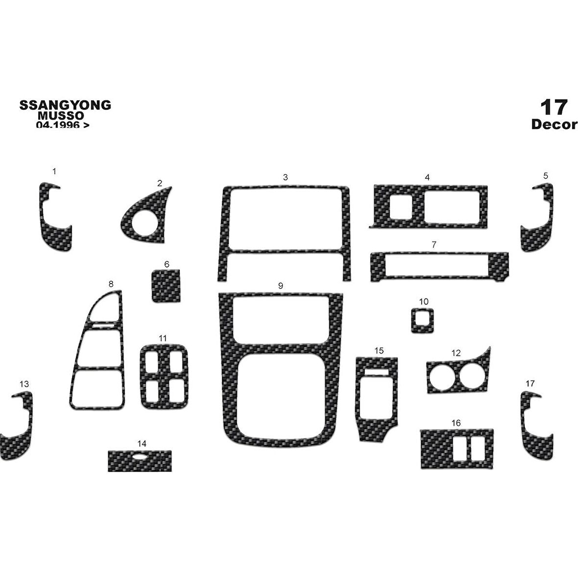 Meriç® Ssangyong Musso Ön Torpido Kaplama 17 Parça 1996-1999