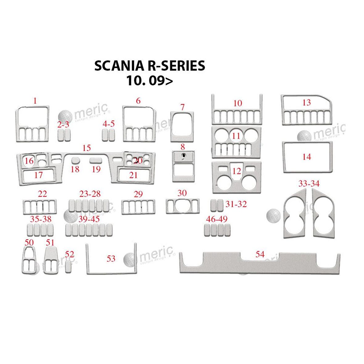 Meriç® Scania R Ön Torpido Kaplama 54 Parça 2009-›