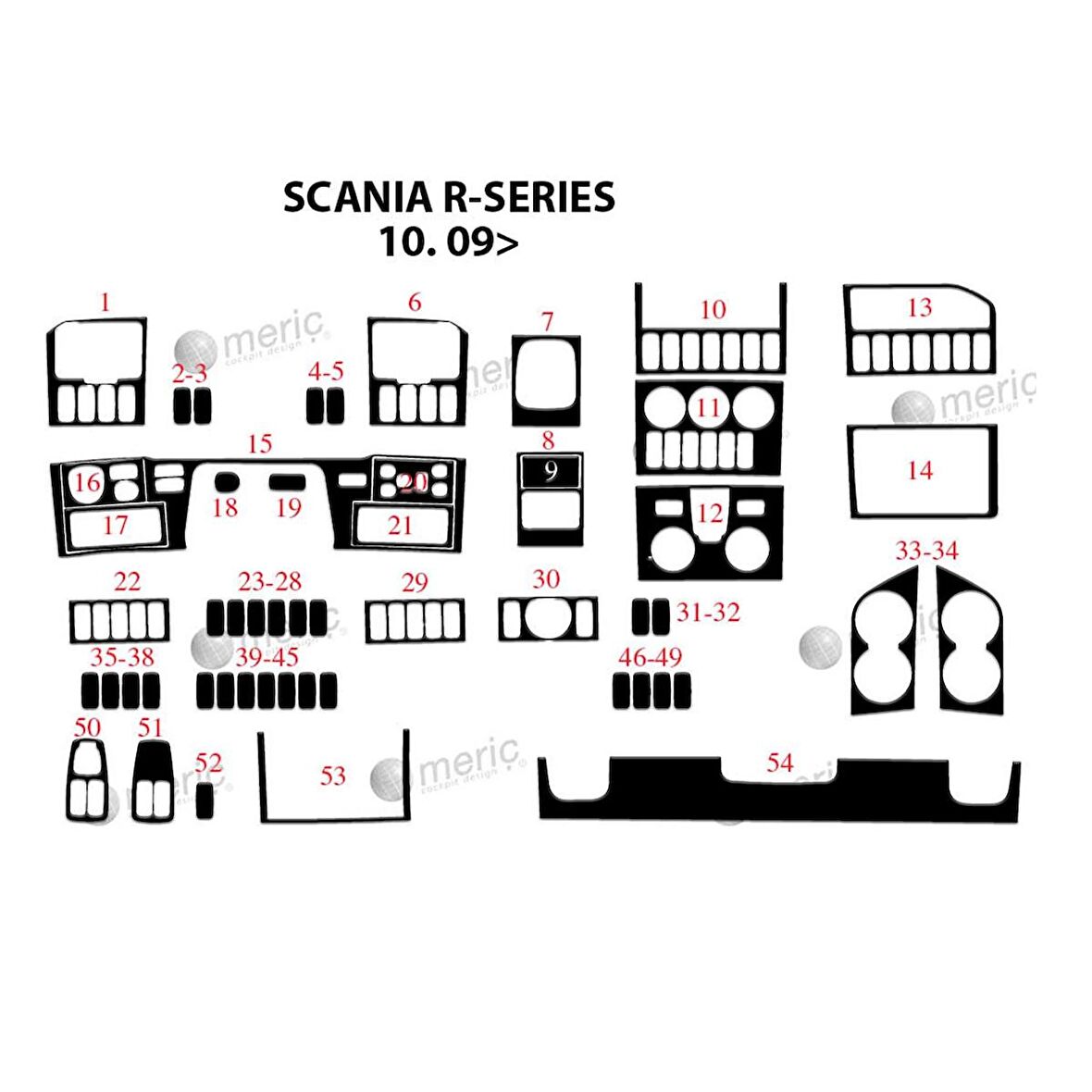 Meriç® Scania R Ön Torpido Kaplama 54 Parça 2009-›