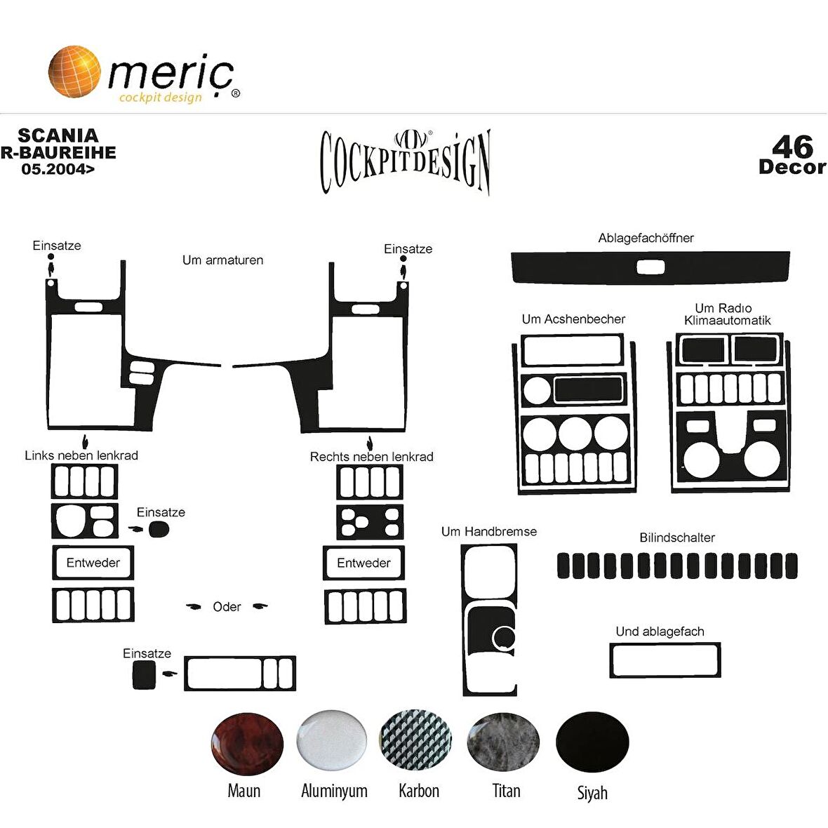Meriç® Scania R Ön Torpido Kaplama 46 Parça 2004-2009