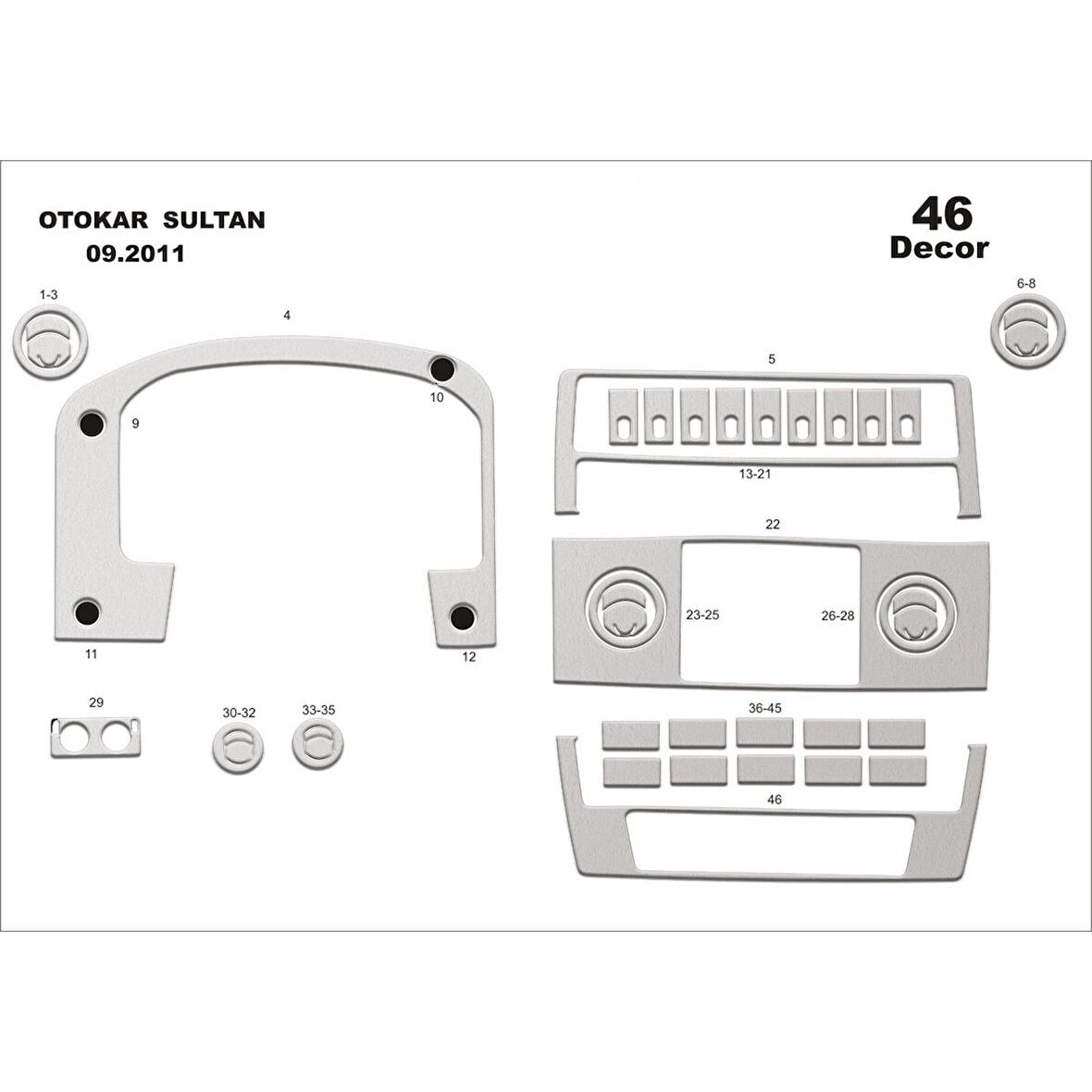 Meriç® Otokar Sultan S Ön Torpido Kaplama 46 Parça 2012-2014