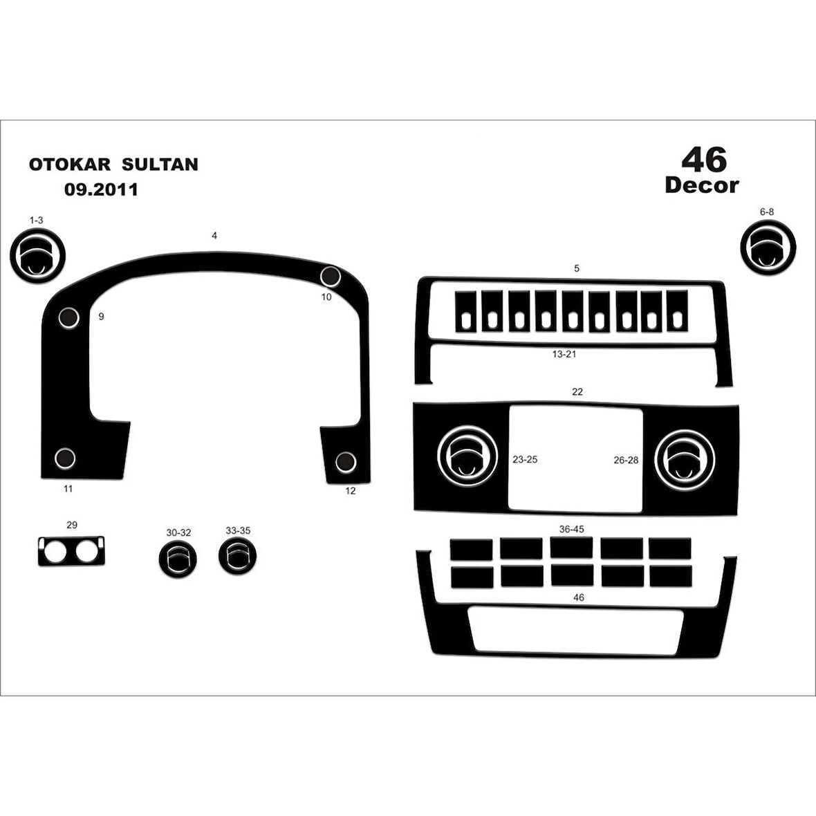 Meriç® Otokar Sultan S Ön Torpido Kaplama 46 Parça 2012-2014