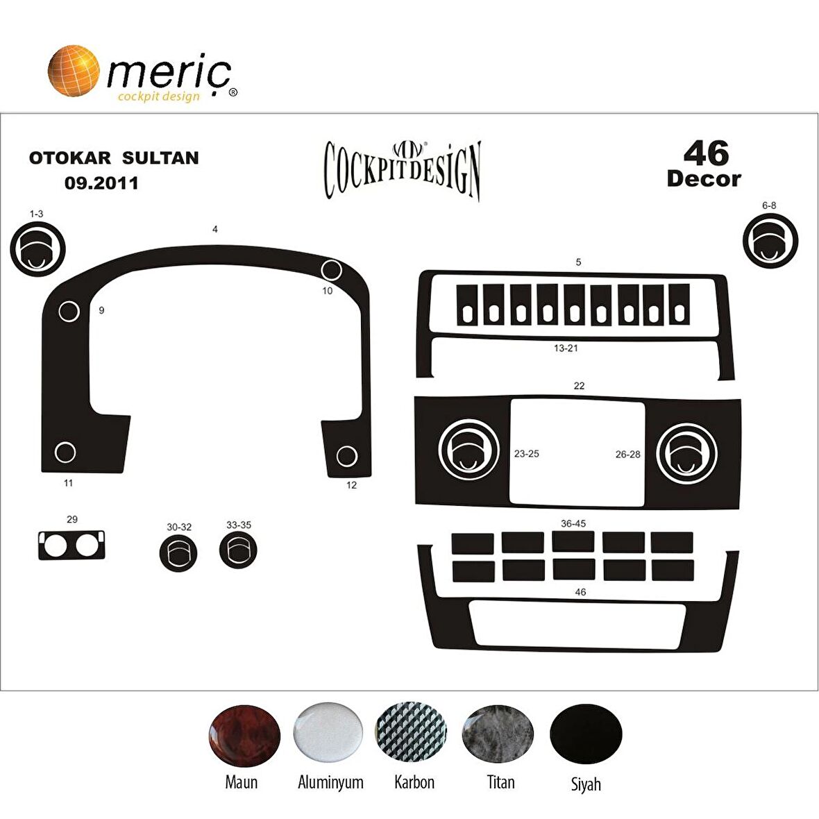 Meriç® Otokar Sultan S Ön Torpido Kaplama 46 Parça 2012-2014