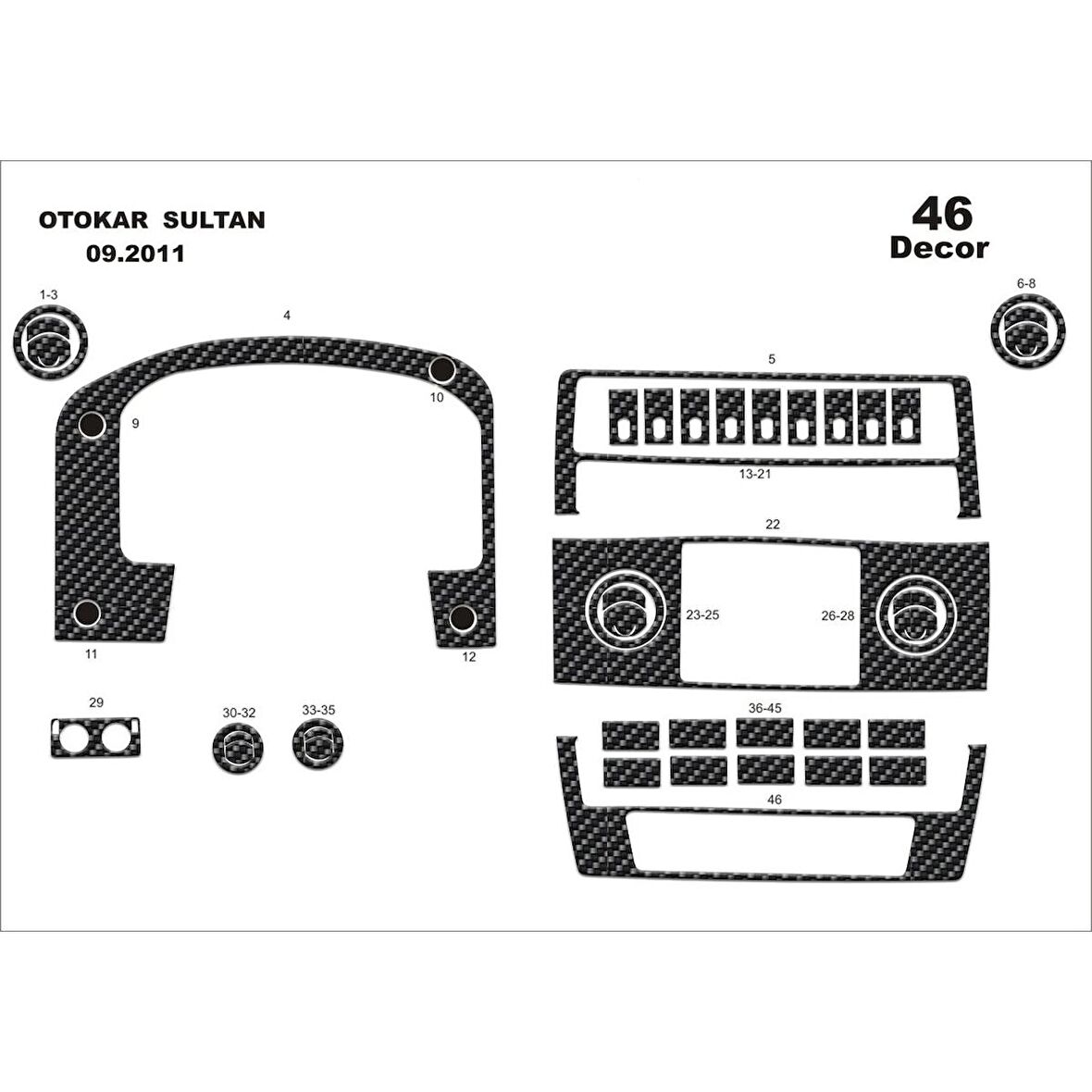 Meriç® Otokar Sultan Ön Torpido Kaplama 46 Parça 2012-2014
