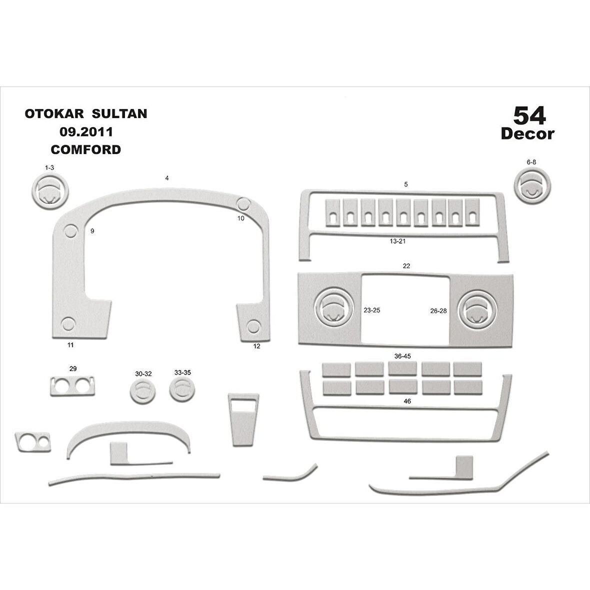 Meriç® Otokar Sultan Comfort Ön Torpido Kaplama 54 Parça 2012-2014