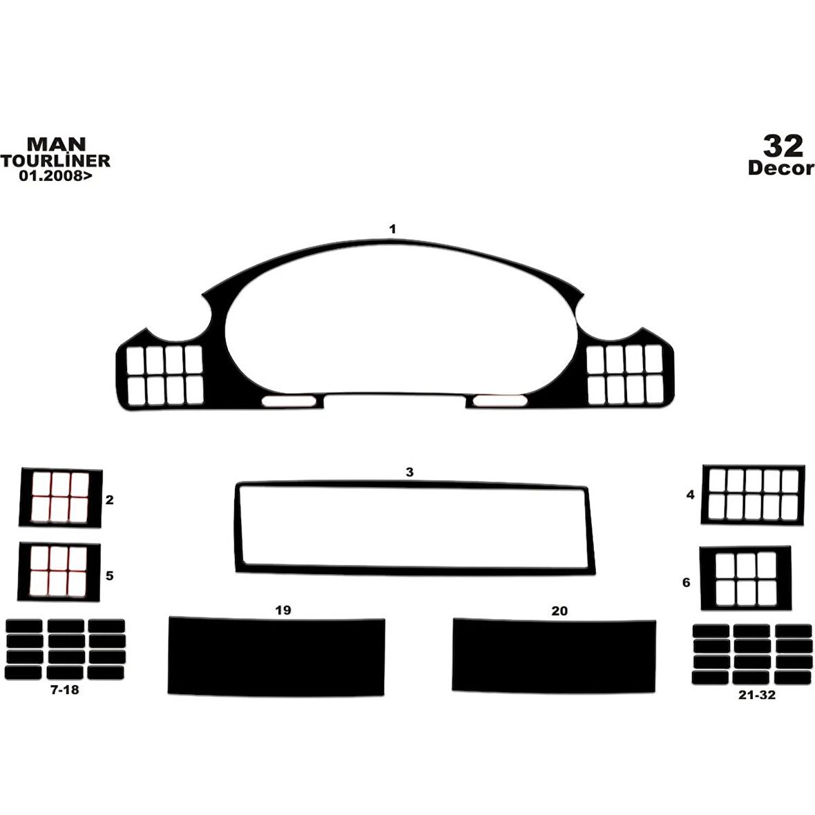 Meriç® Neoplan Tourliner Ön Torpido Kaplama 32 Parça 2008-›