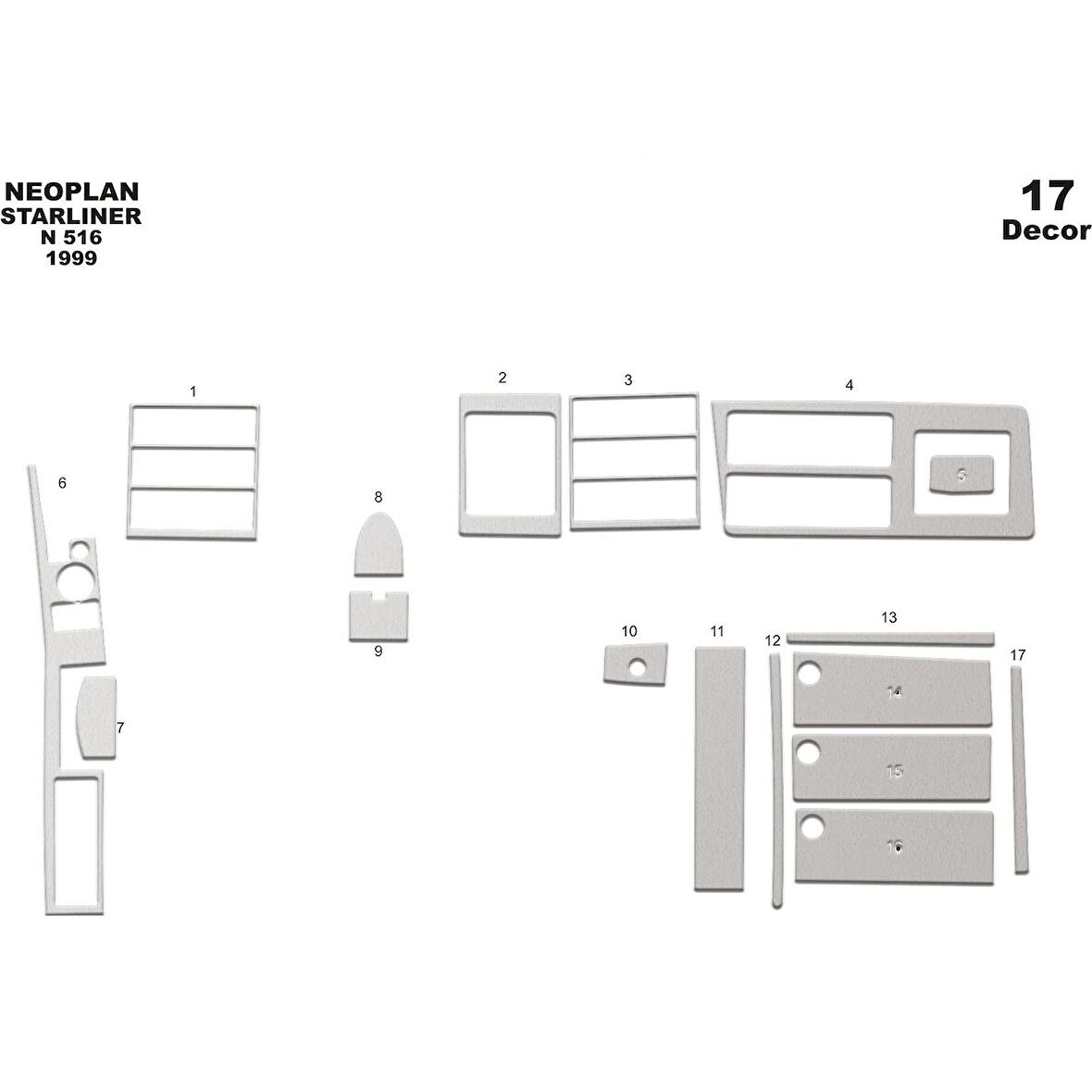 Meriç® Neoplan Star Line Th 516 Ön Torpido Kaplama 17 Parça 1998-›
