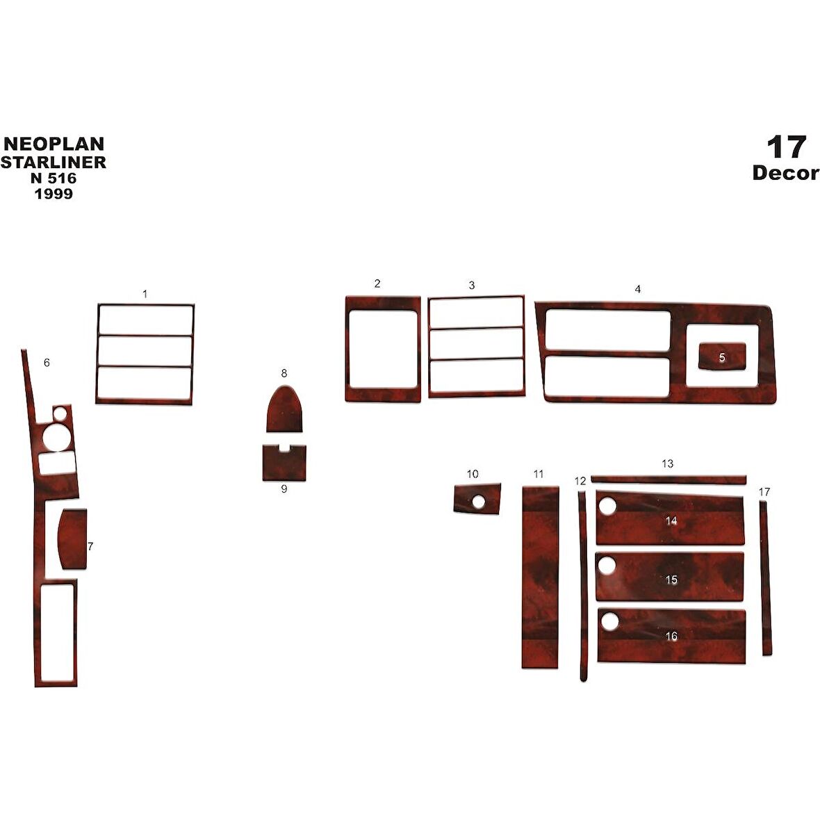 Meriç® Neoplan Star Line Th 516 Ön Torpido Kaplama 17 Parça 1998-›