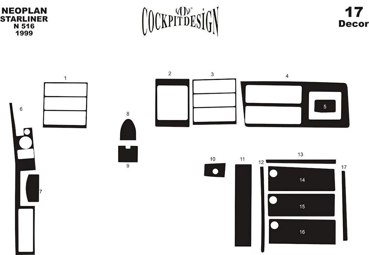 Meriç® Neoplan Star Line Th 516 Ön Torpido Kaplama 17 Parça 1998-›