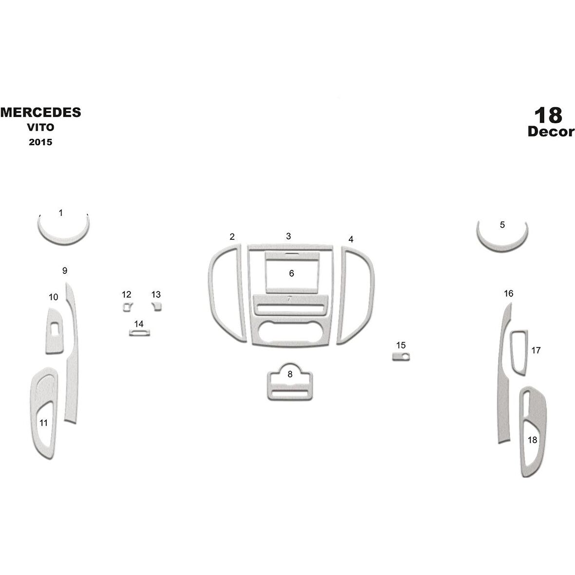 Meriç® Mercedes Vito Ön Torpido Kaplama 18 Parça 2015-›