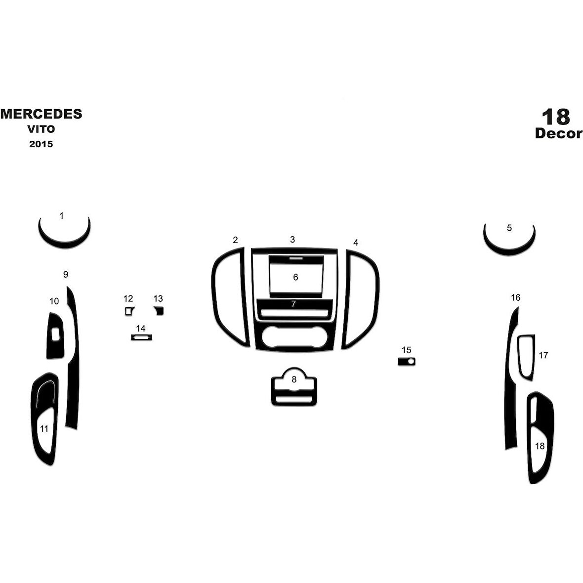 Meriç® Mercedes Vito Ön Torpido Kaplama 18 Parça 2015-›