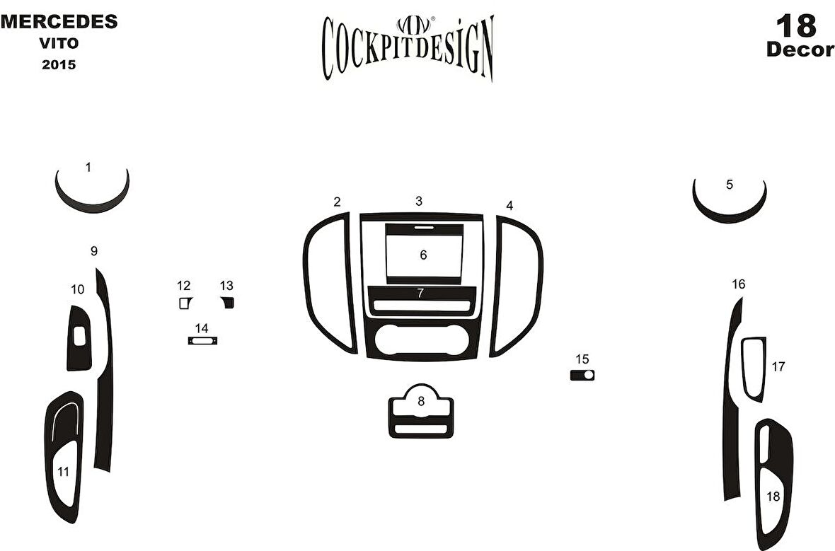 Meriç® Mercedes Vito Ön Torpido Kaplama 18 Parça 2015-›