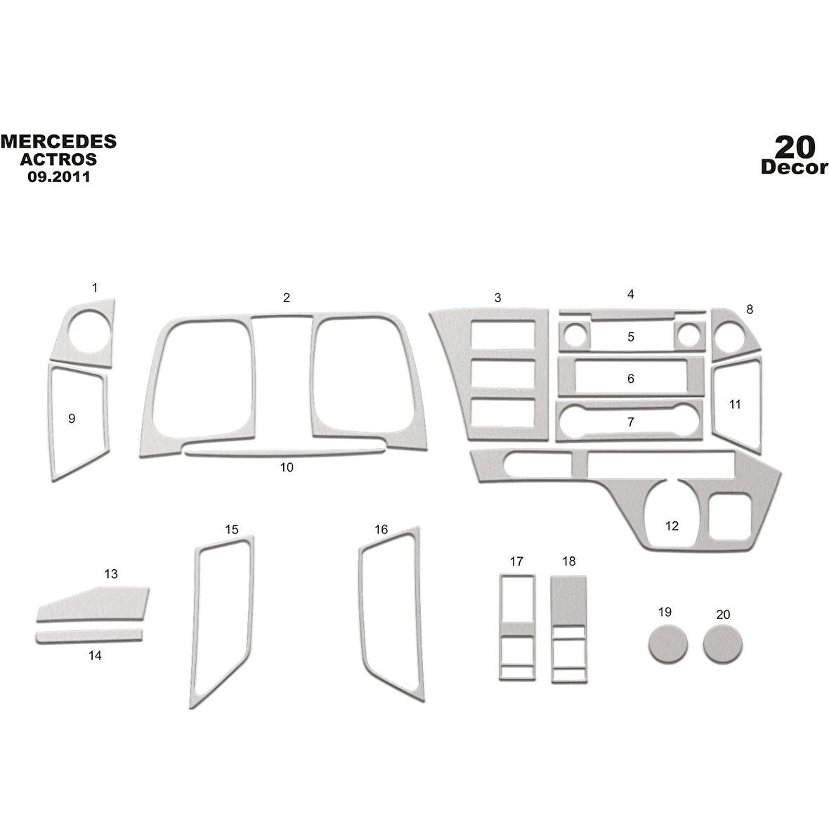 Meriç® Mercedes Actros Mp4 Ön Torpido Kaplama 20 Parça 2016-2020