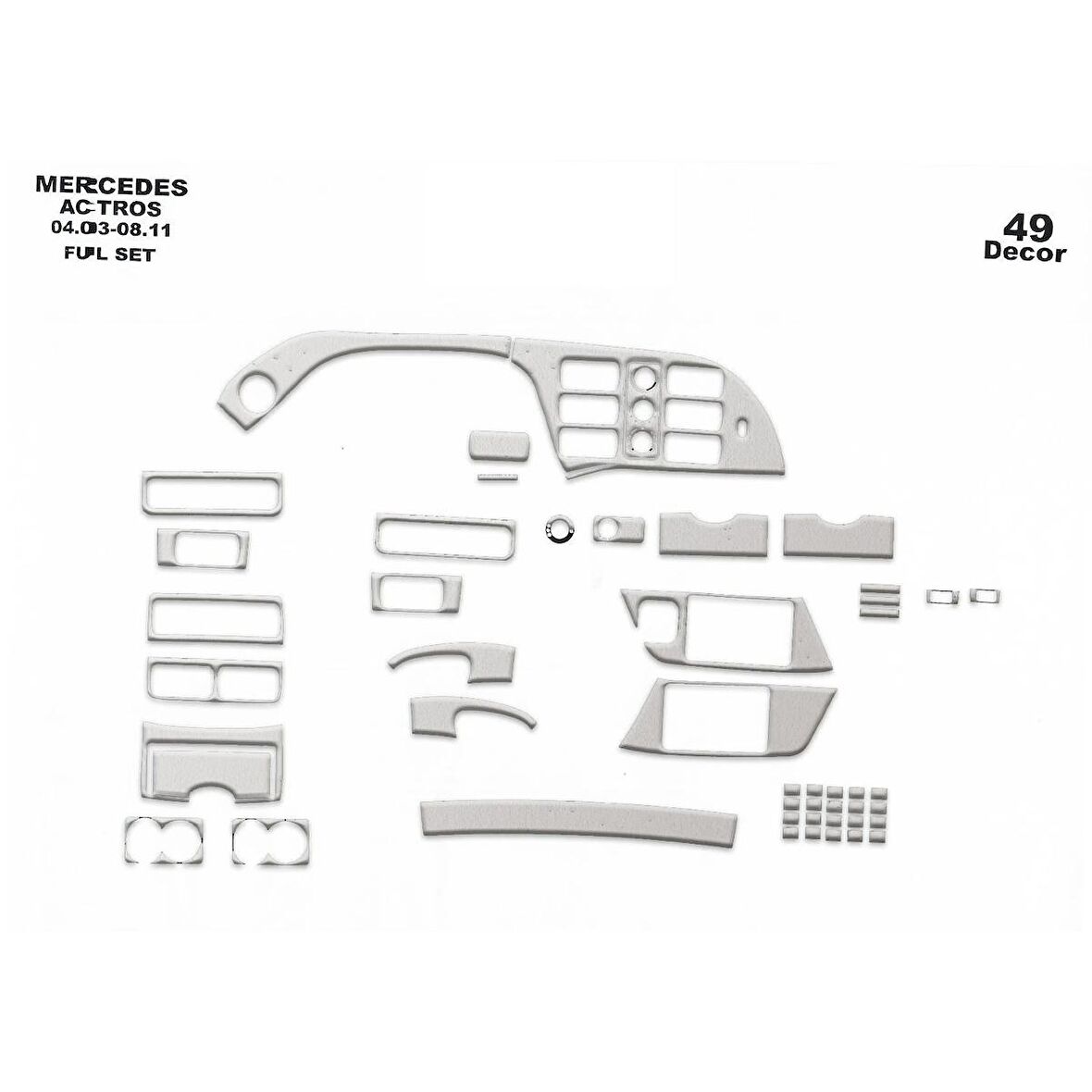 Meriç® Mercedes Actros Ön Torpido Kaplama 49 Parça 2003-2016