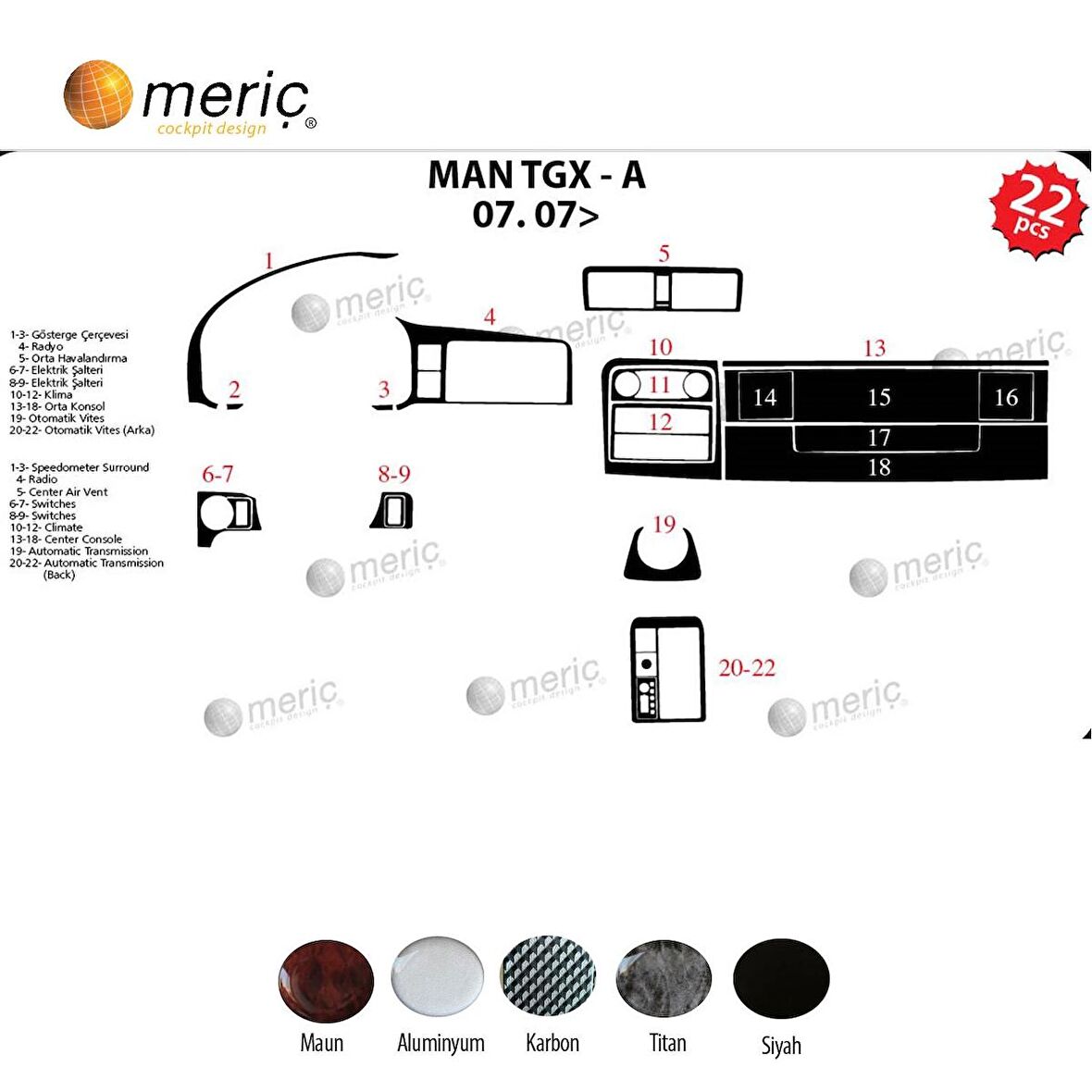 Meriç® Man Tgx-Tgs Ön Torpido Kaplama 22 Parça 2007-›