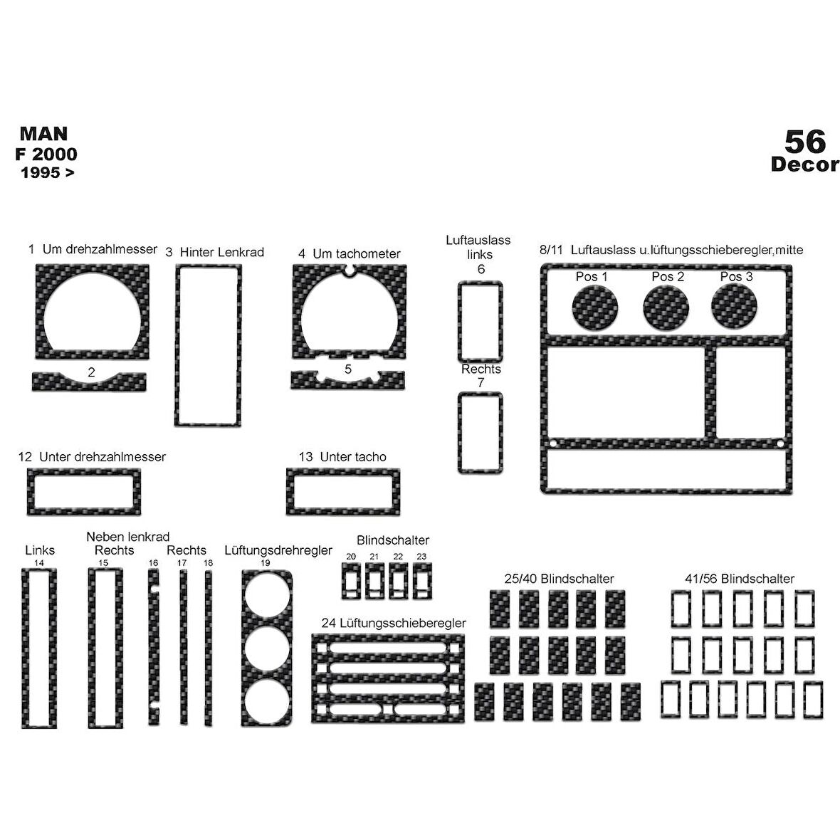 Meriç® Man F 2000 Ön Torpido Kaplama 56 Parça 1995-1999