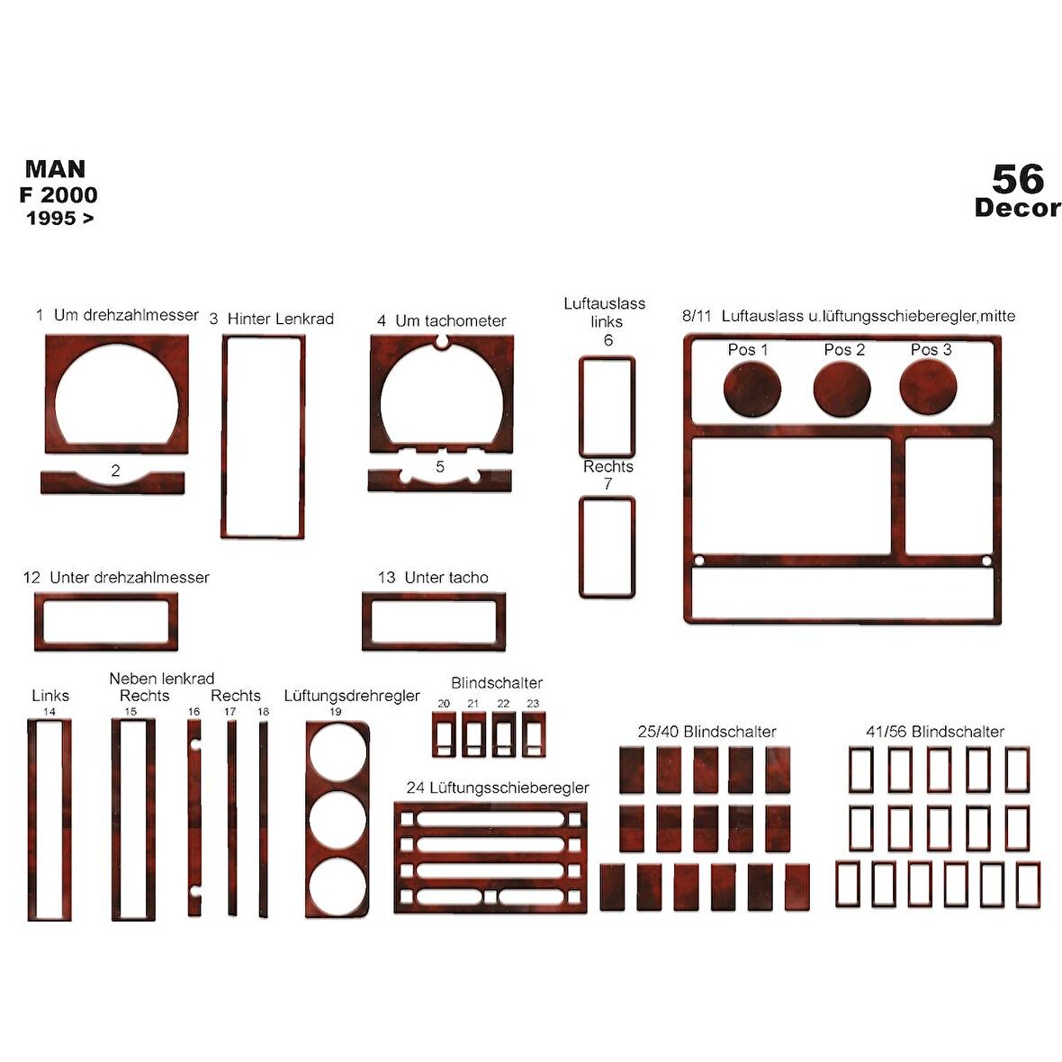 Meriç® Man F 2000 Ön Torpido Kaplama 56 Parça 1995-1999