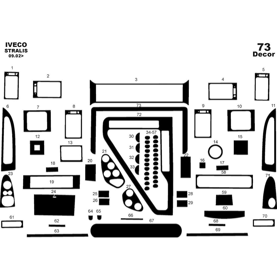 Meriç® Iveco Stralis Ön Torpido Kaplama 73 Parça 2002-2007