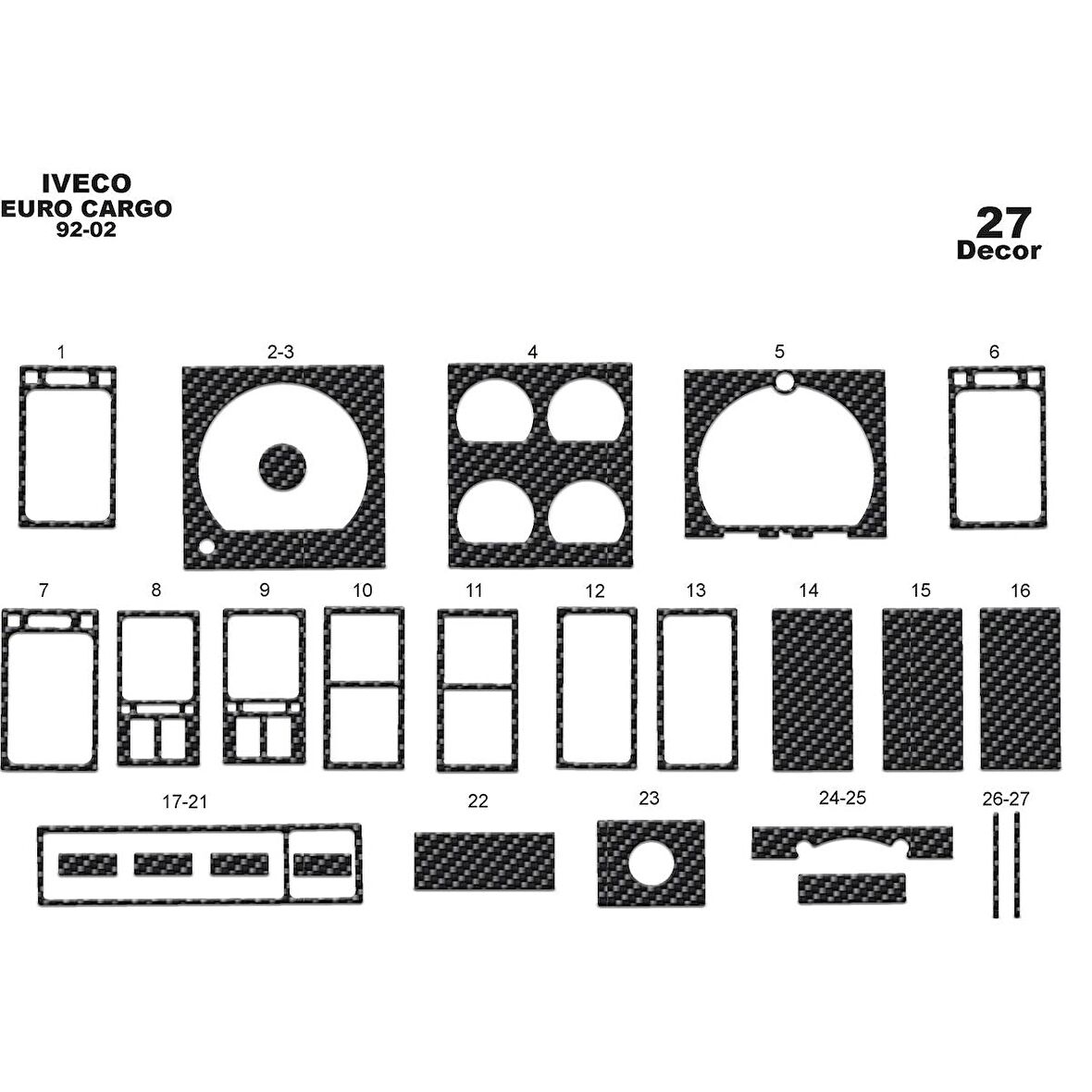 Meriç® Iveco Euro Cargo Ön Torpido Kaplama 27 Parça 1992-2002