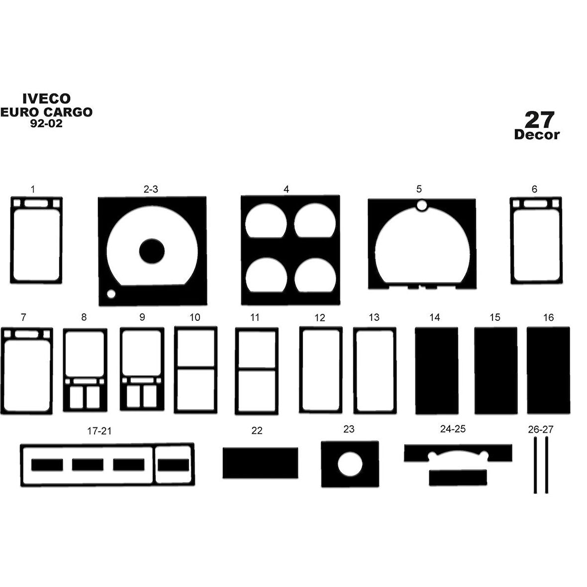 Meriç® Iveco Euro Cargo Ön Torpido Kaplama 27 Parça 1992-2002