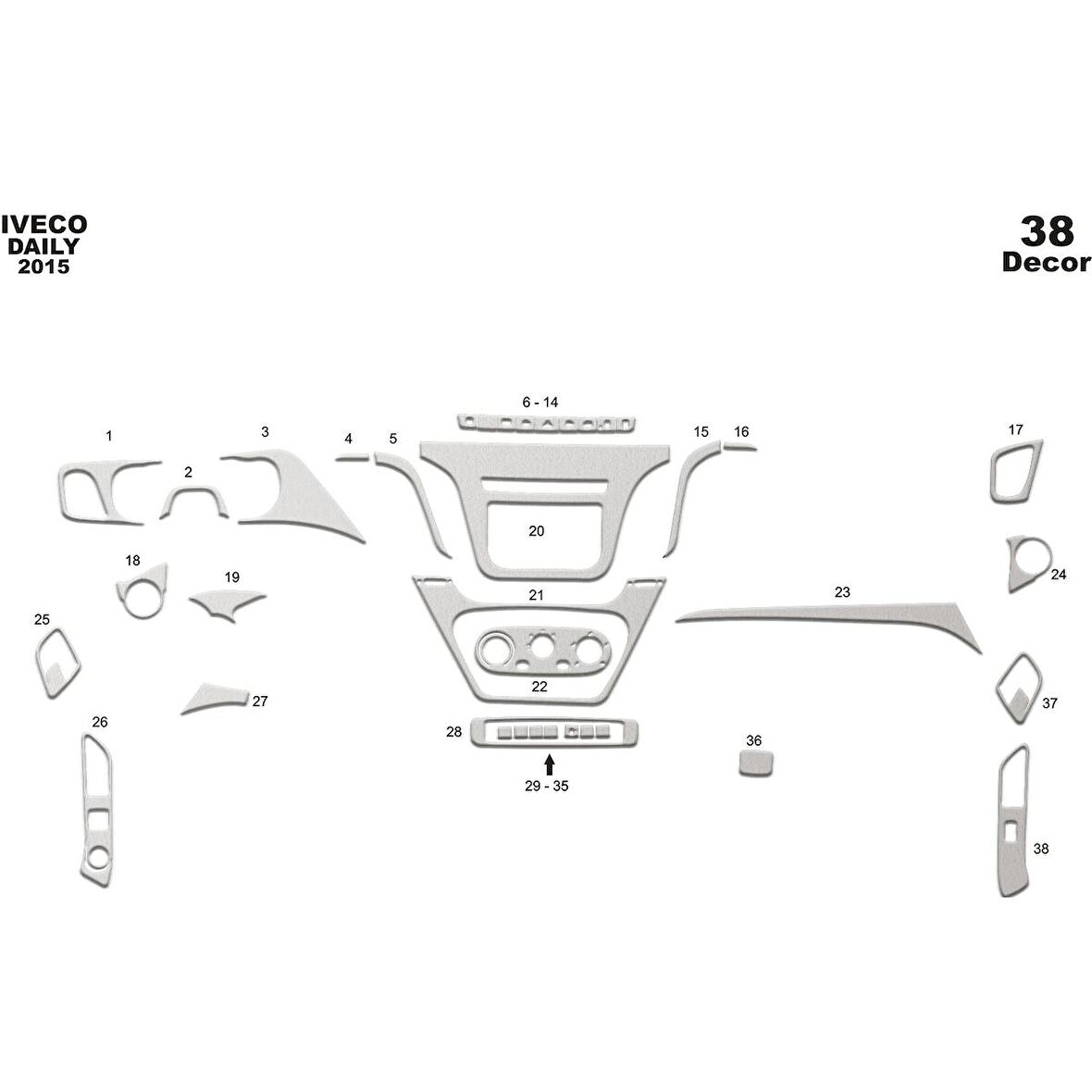 Meriç® Iveco Daily Ön Torpido Kaplama 38 Parça 2014-2019