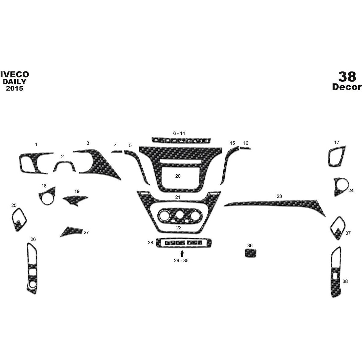 Meriç® Iveco Daily Ön Torpido Kaplama 38 Parça 2014-2019