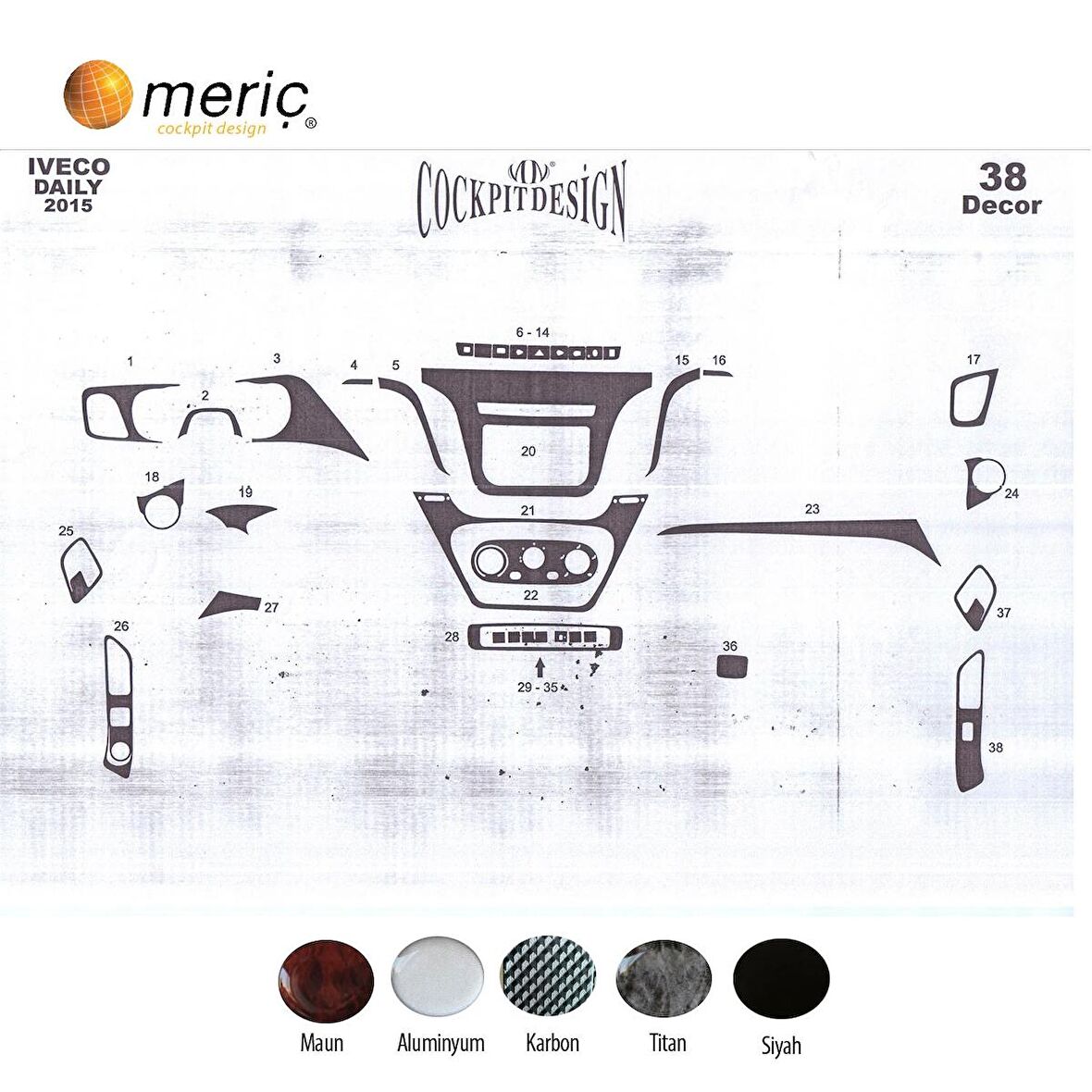 Meriç® Iveco Daily Ön Torpido Kaplama 38 Parça 2014-2019