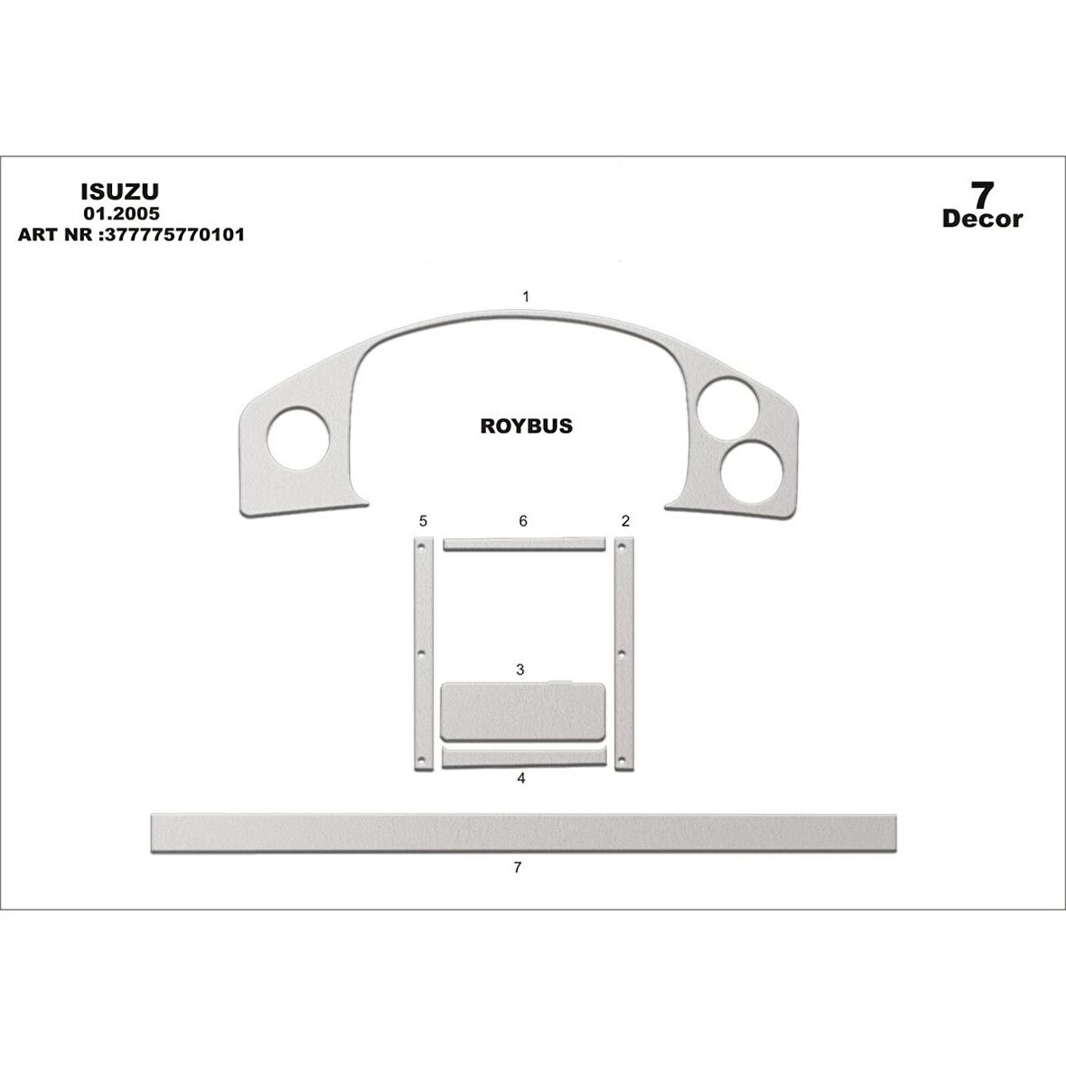 Meriç® Isuzu Roybus C Ön Torpido Kaplama 7 Parça 2007-›