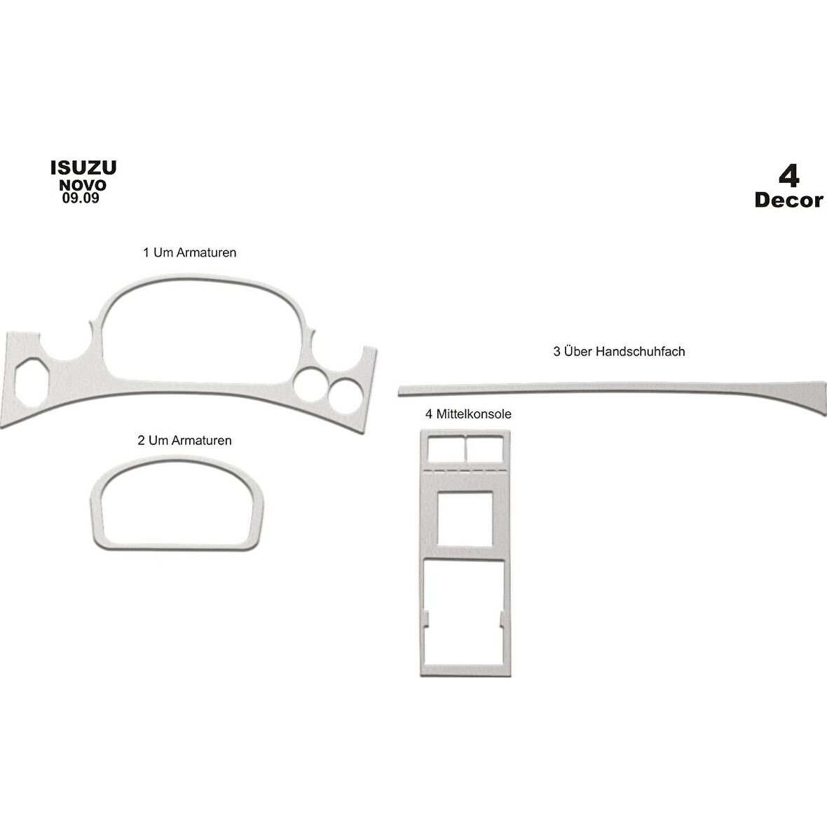 Meriç® Isuzu Novo Ön Torpido Kaplama 4 Parça 2009-2011