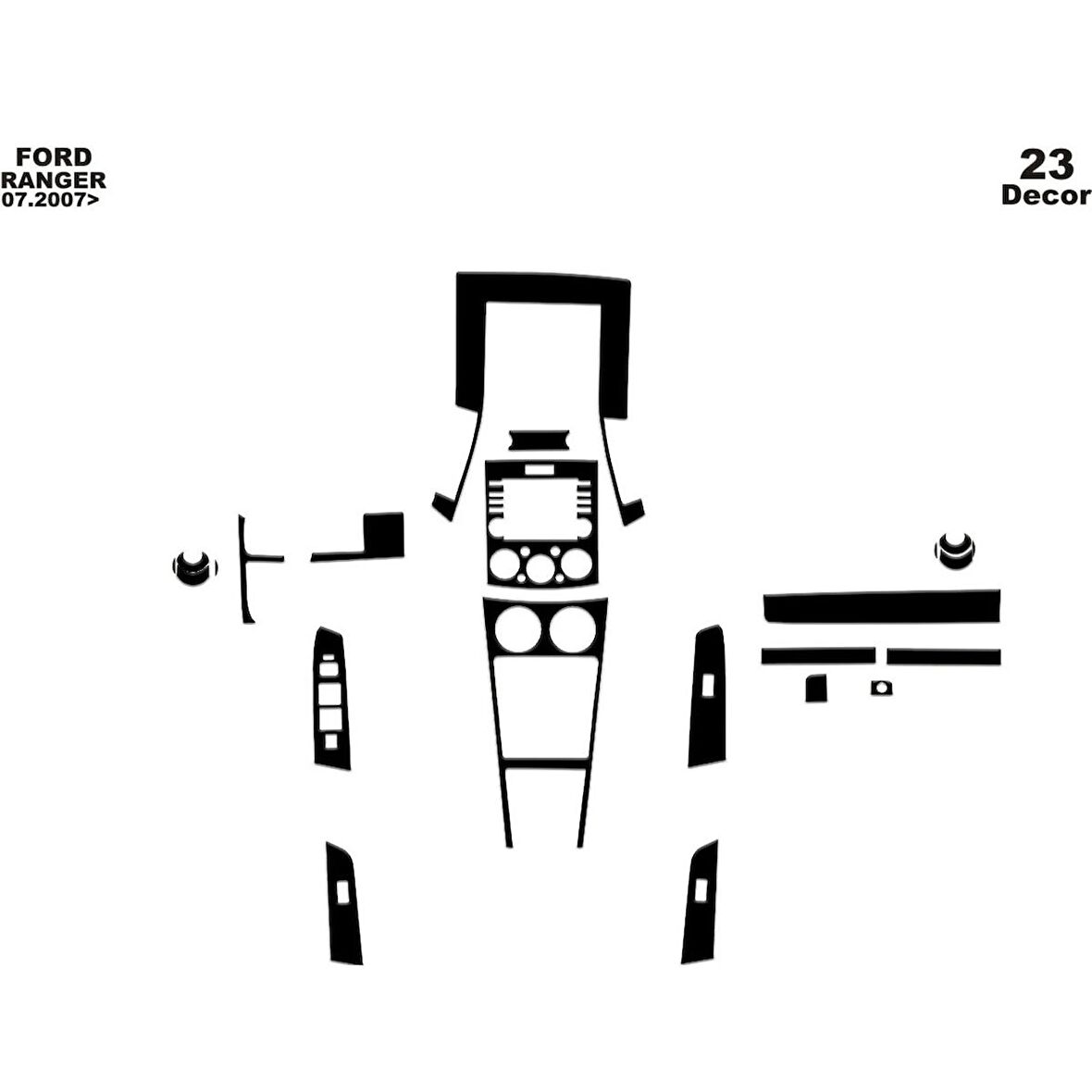 Meriç® Ford Ranger Ön Torpido Kaplama 23 Parça 2006-2010