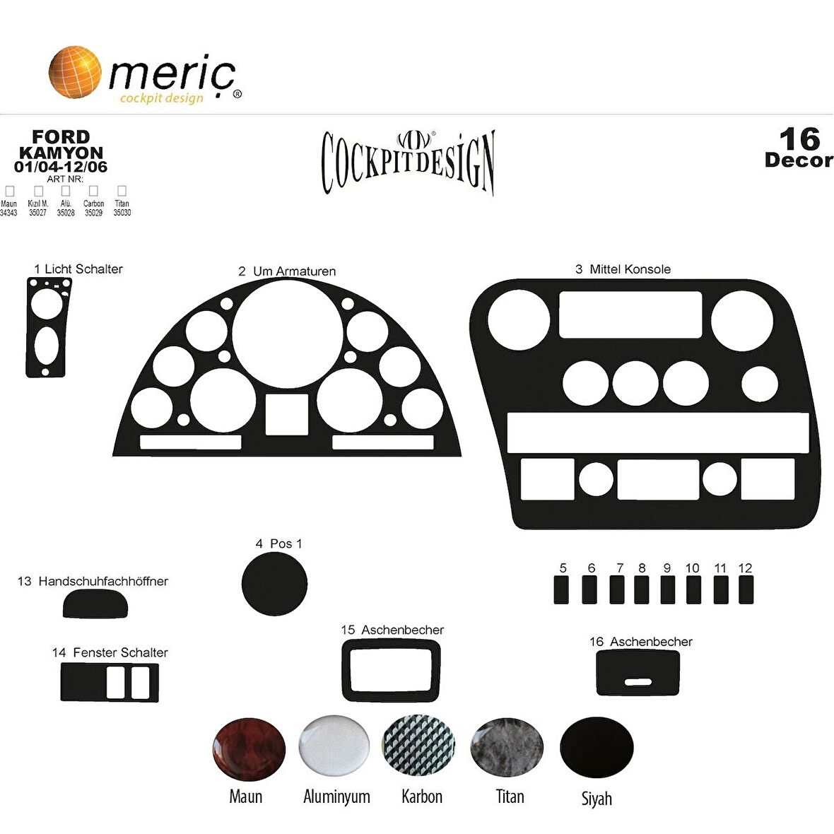 Meriç® Ford Cargo Ön Torpido Kaplama 16 Parça 2004-2006