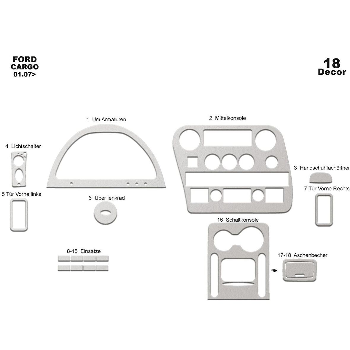 Meriç® Ford Cargo 1838T Ön Torpido Kaplama 18 Parça 2007-2015