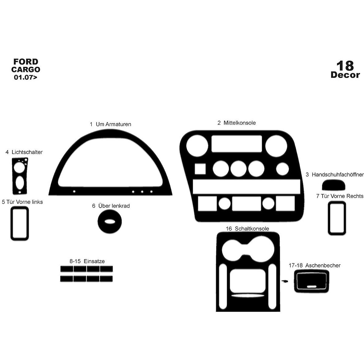 Meriç® Ford Cargo 1838T Ön Torpido Kaplama 18 Parça 2007-2015