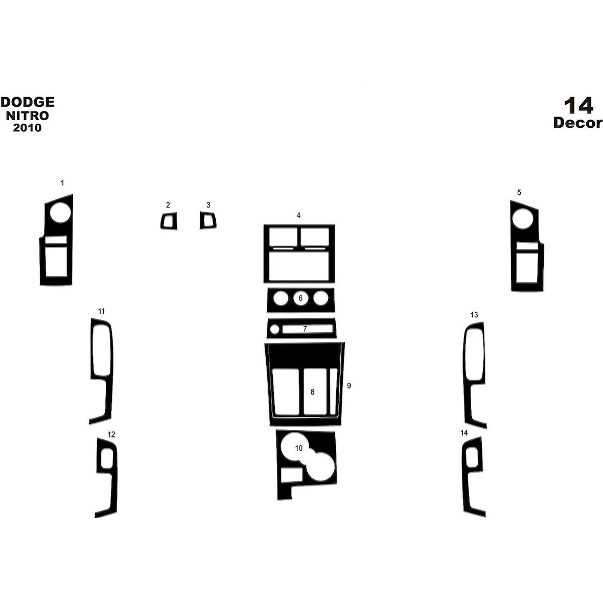 Meriç® Dodge Nitro Ön Torpido Kaplama 14 Parça 2010-›