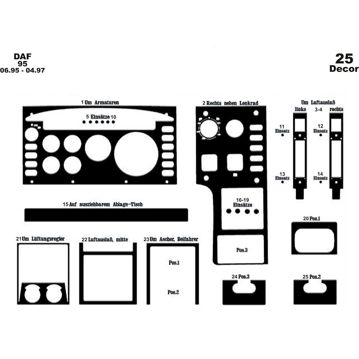 Meriç® Daf 95 Ön Torpido Kaplama 25 Parça 1995-1997