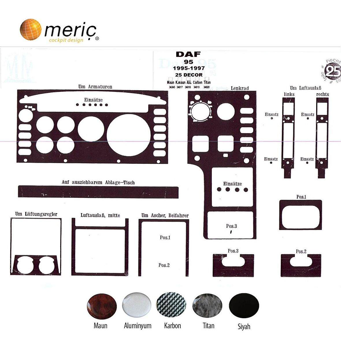 Meriç® Daf 95 Ön Torpido Kaplama 25 Parça 1995-1997