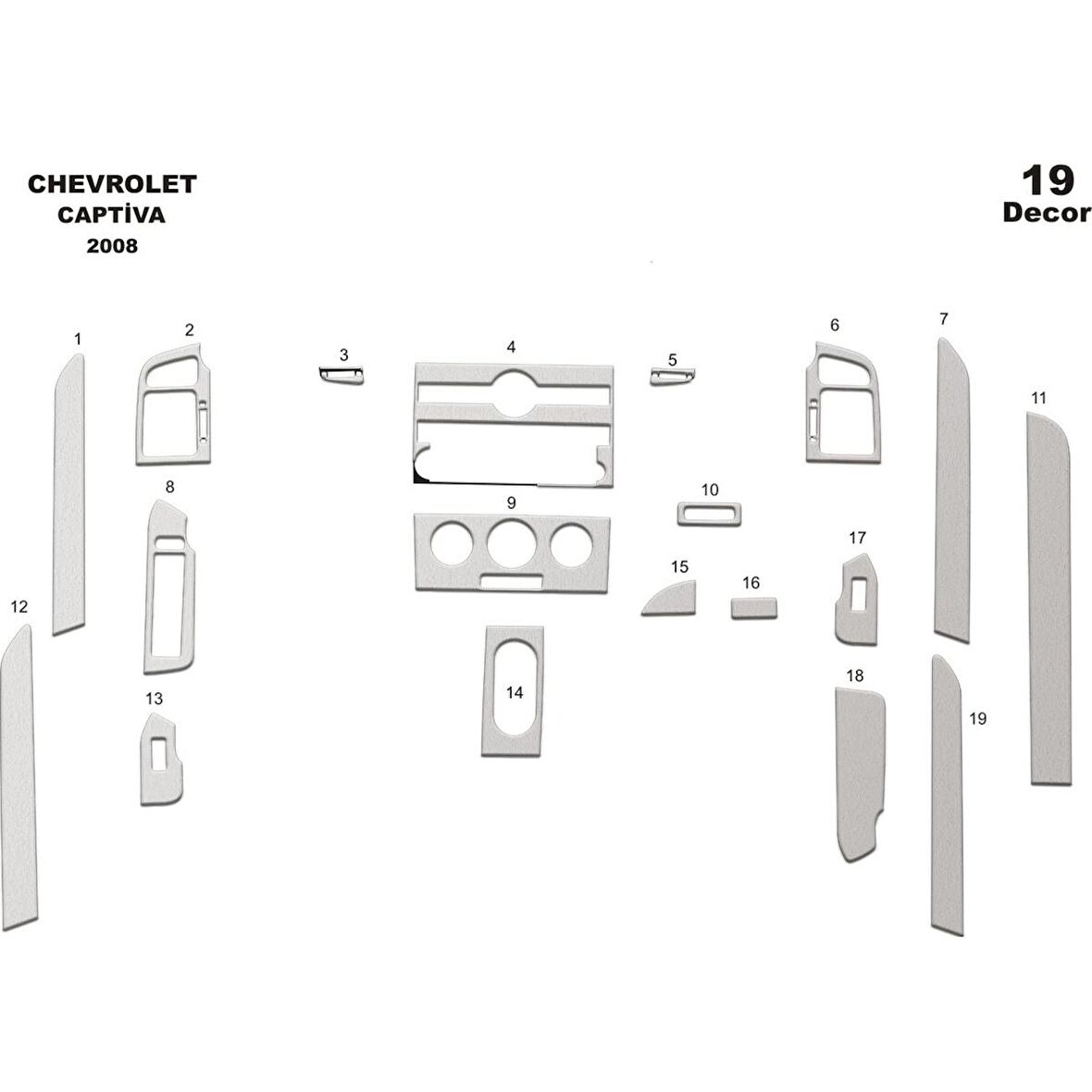 Meriç® Chevrolet Captiva Ön Torpido Kaplama 19 Parça 2007-2012