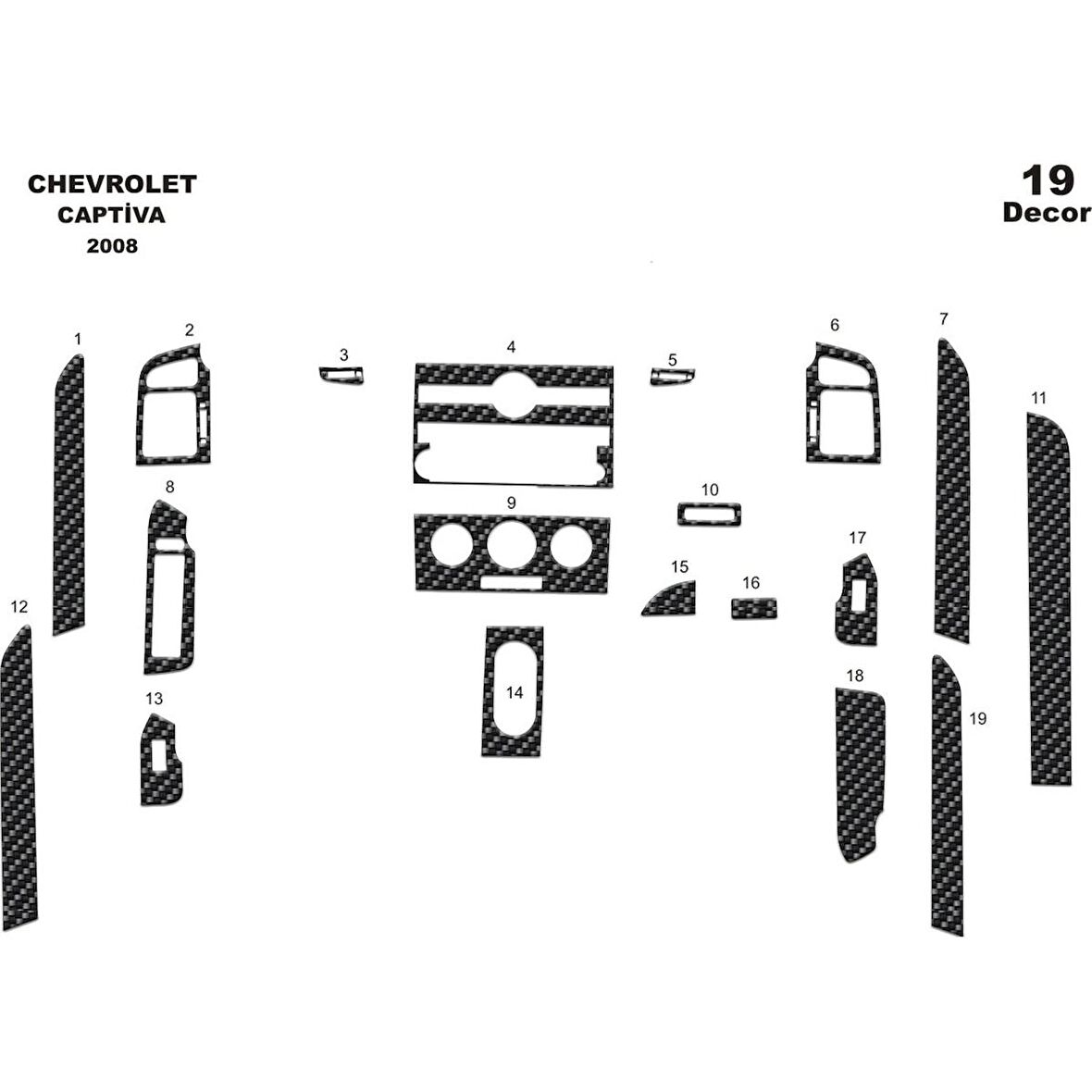 Meriç® Chevrolet Captiva Ön Torpido Kaplama 19 Parça 2007-2012