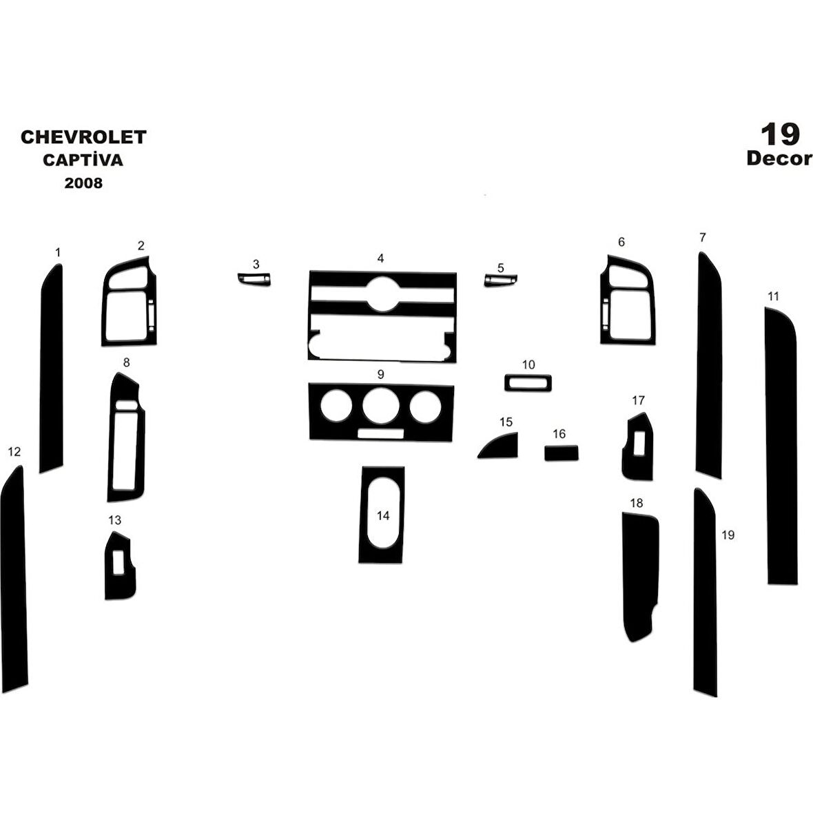 Meriç® Chevrolet Captiva Ön Torpido Kaplama 19 Parça 2007-2012