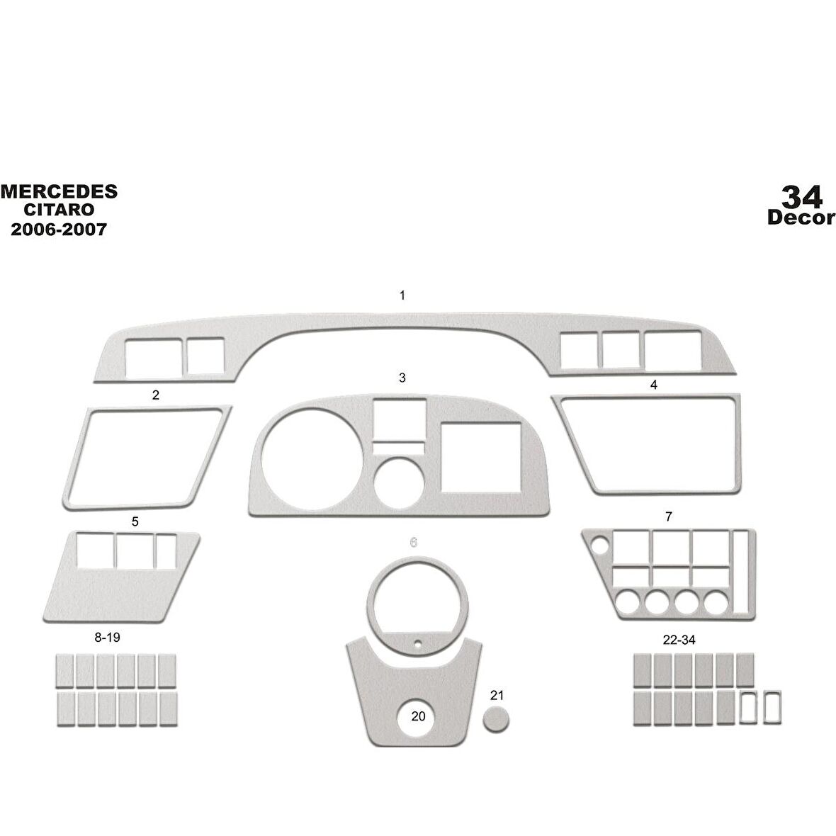 Meriç® Mercedes Citaro Ön Torpido Kaplama 34 Parça 2006-2007