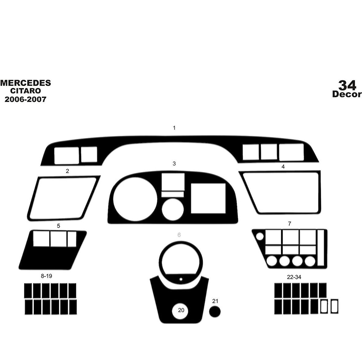 Meriç® Mercedes Citaro Ön Torpido Kaplama 34 Parça 2006-2007