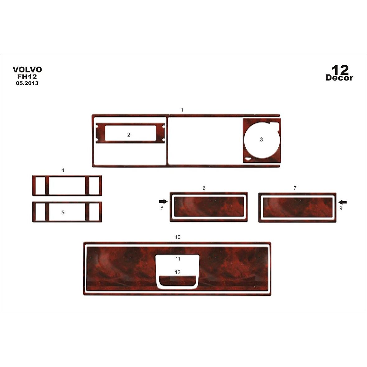 Meriç® Volvo Fh Ekstra Üst Kısım Kaplama 12 Parça 2017-›