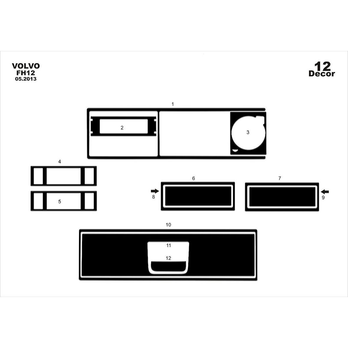 Meriç® Volvo Fh Ekstra Üst Kısım Kaplama 12 Parça 2017-›