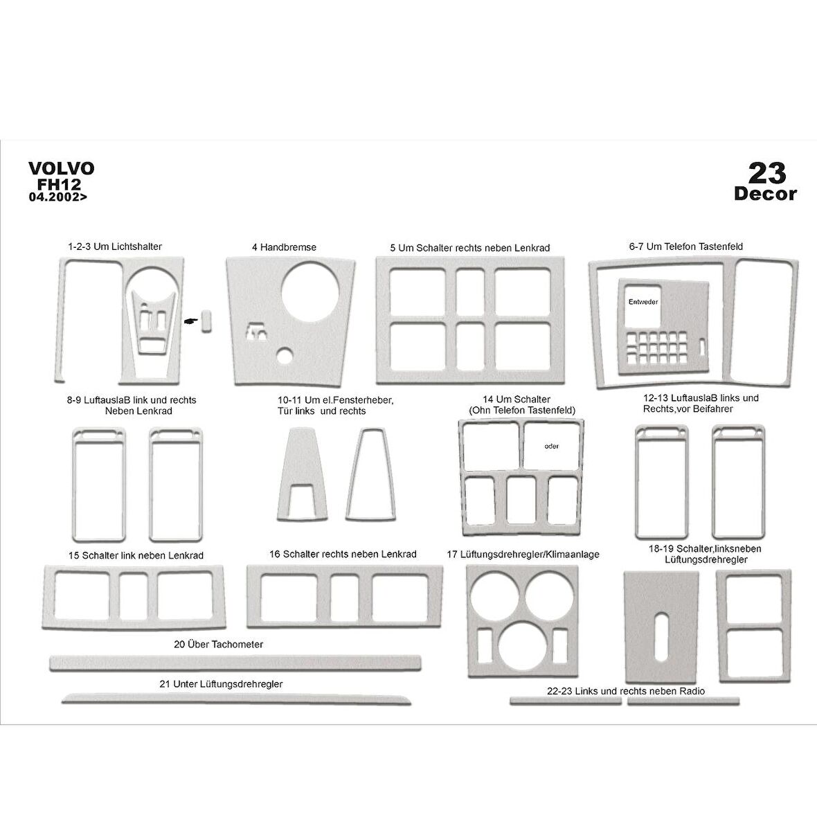 Meriç® Volvo Fh 12 Ön Torpido Kaplama 23 Parça 2002-2016