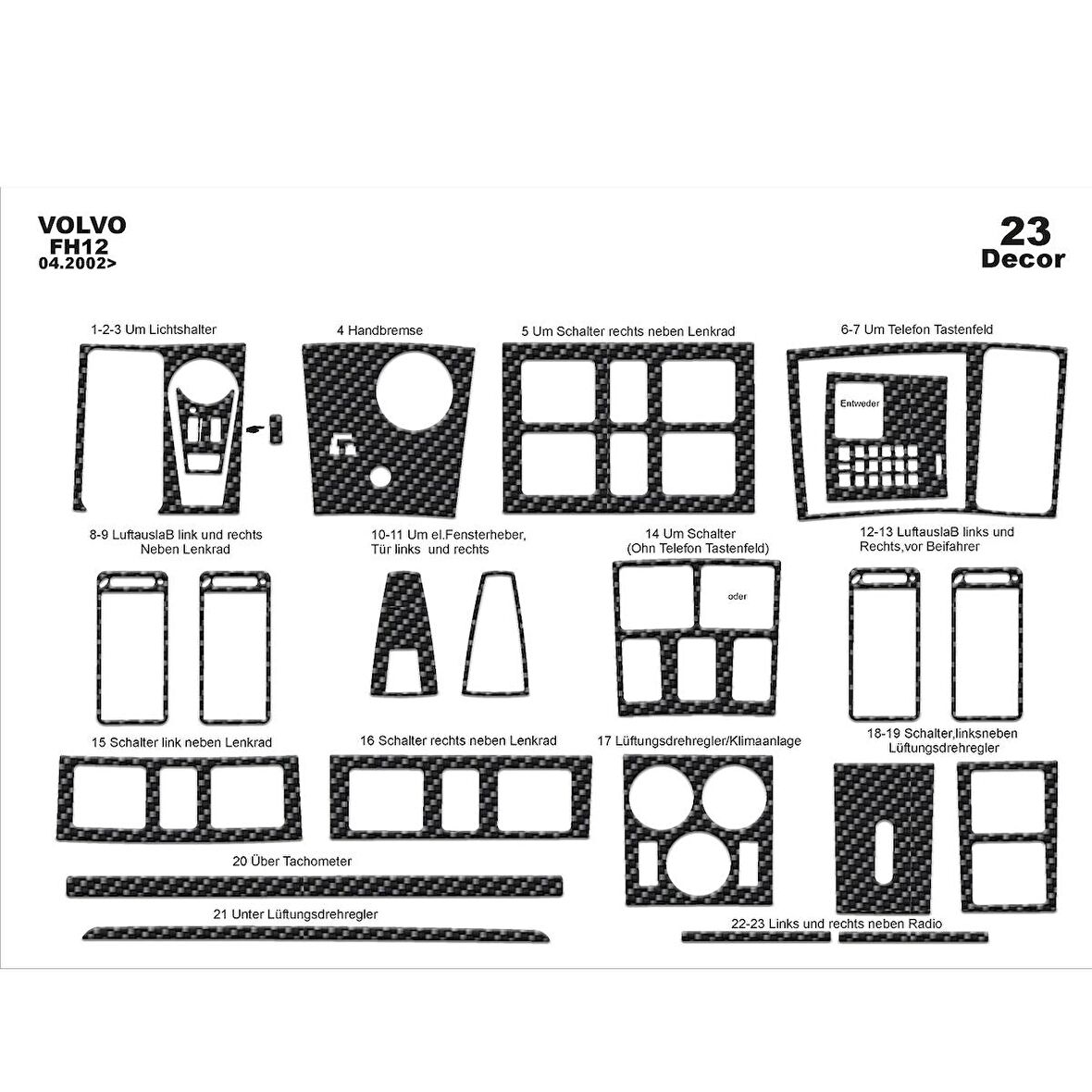Meriç® Volvo Fh 12 Ön Torpido Kaplama 23 Parça 2002-2016