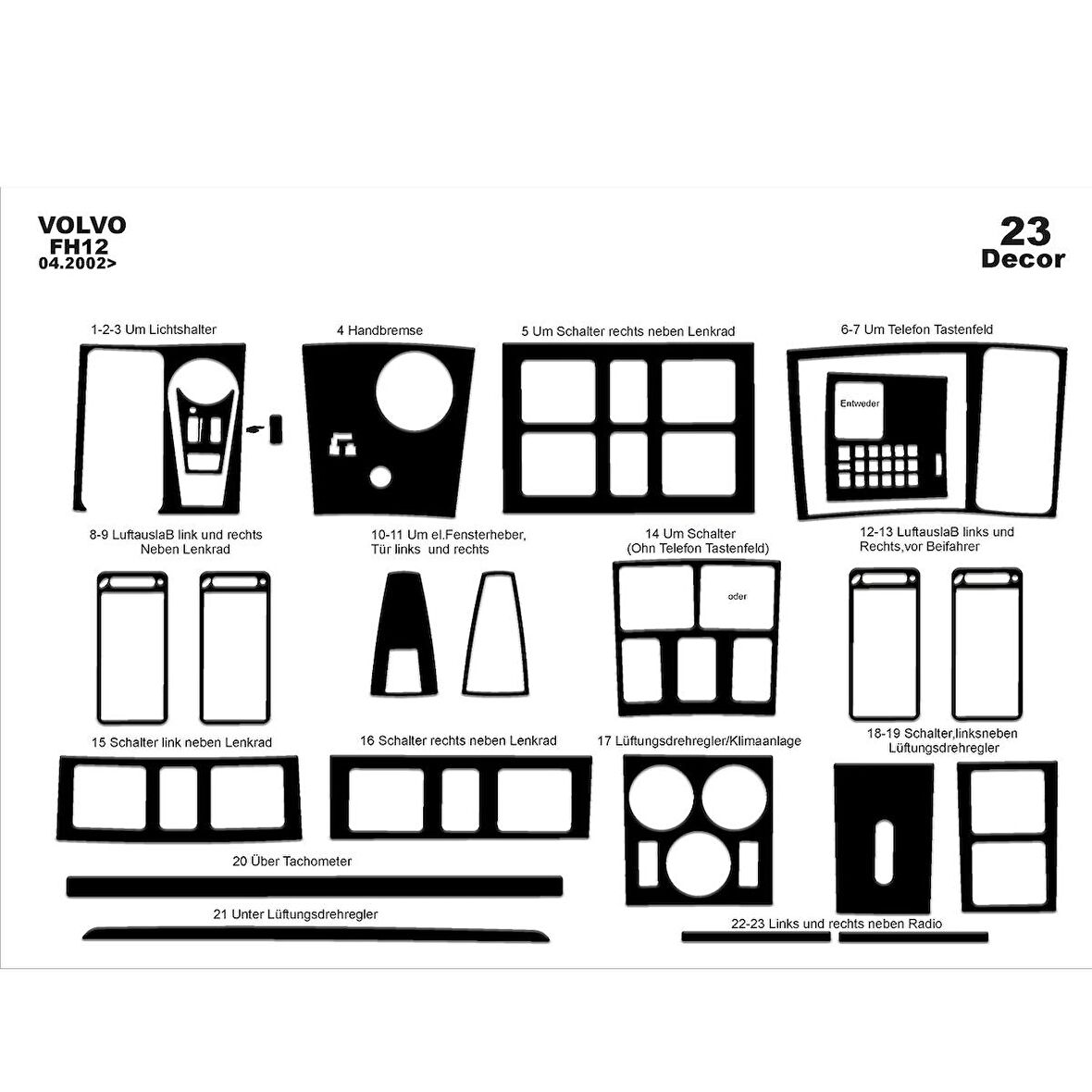 Meriç® Volvo Fh 12 Ön Torpido Kaplama 23 Parça 2002-2016