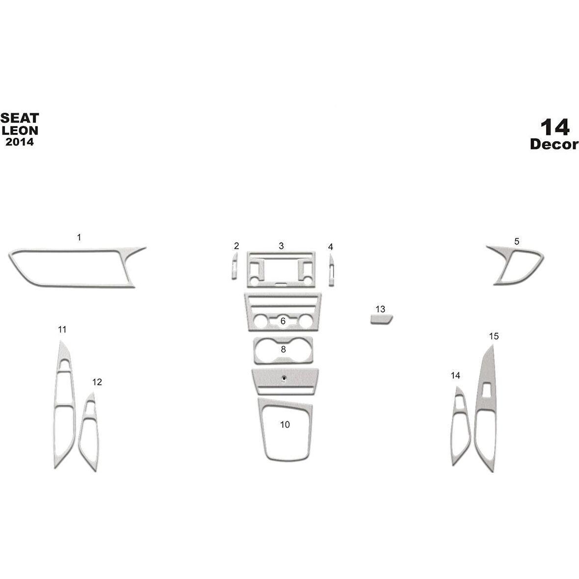 Meriç® Seat Leon Ön Torpido Kaplama 14 Parça 2014-›