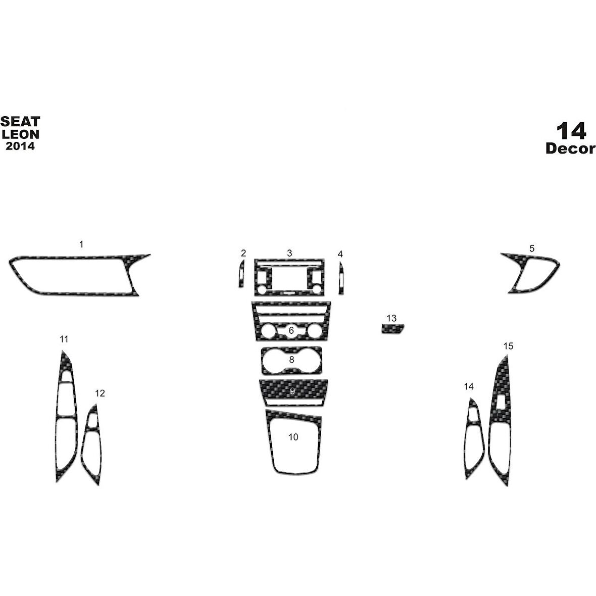 Meriç® Seat Leon Ön Torpido Kaplama 14 Parça 2014-›